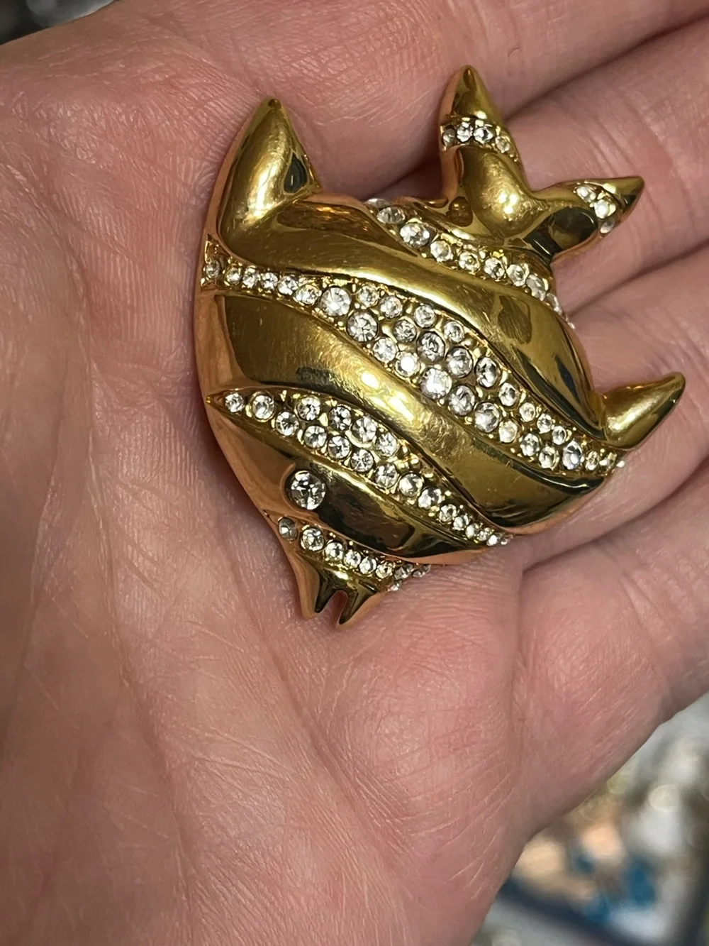 Swarovski fish brooch